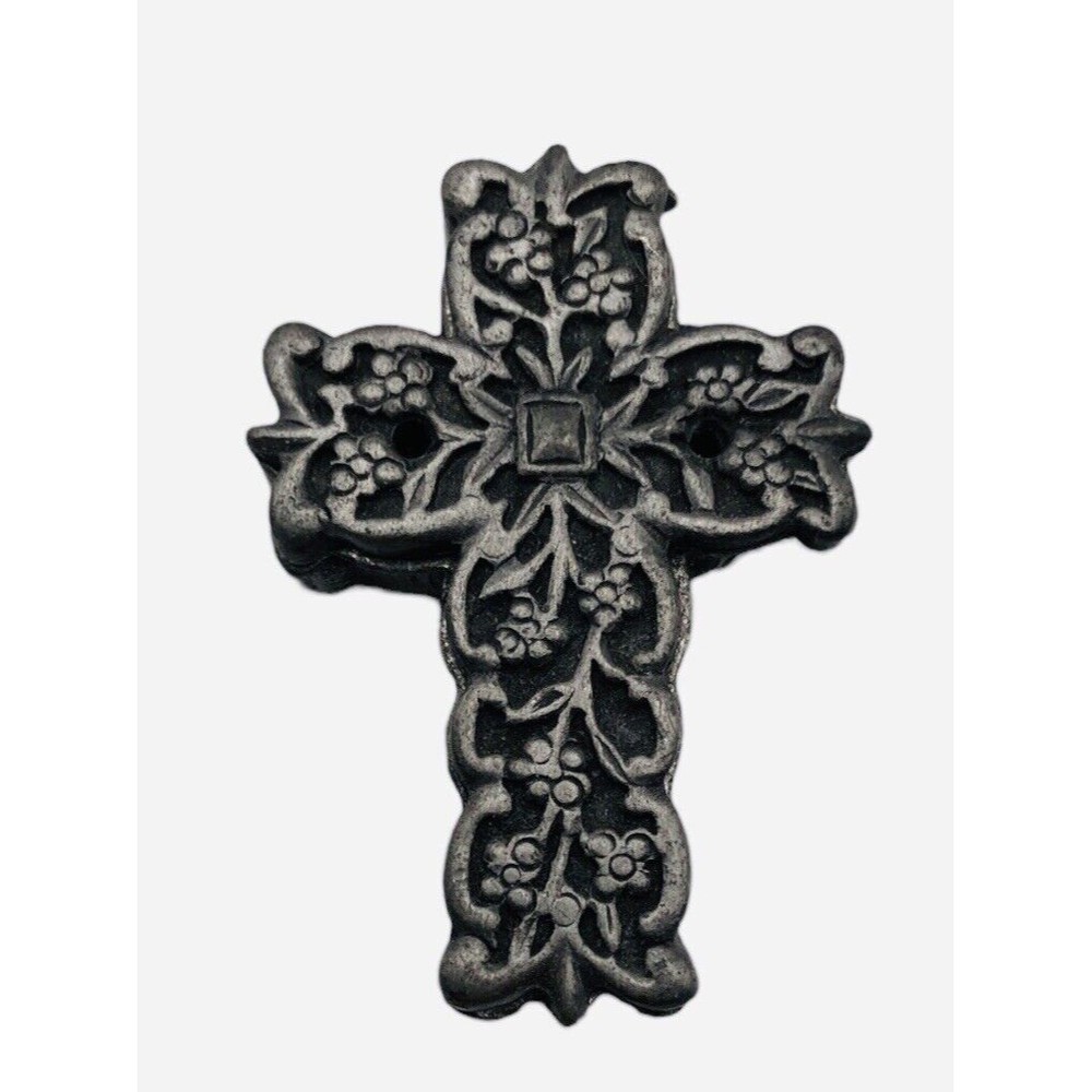 Vintage Torino Pewter Celtic Cross Brooch Pin & Small Trinket Box Crucifix Irish